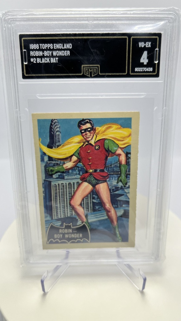 Robin - Boy Wonder [#2 Black Bat] - 1966 TOPPS ENGLAND - GMA Grade 4