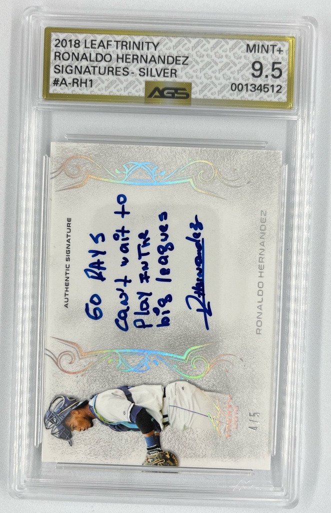 Ronaldo Hernandez – Signatures (Silver) - Leaf Trinity Baseball – Signatures -  #A-RH1 - AGS 9.5