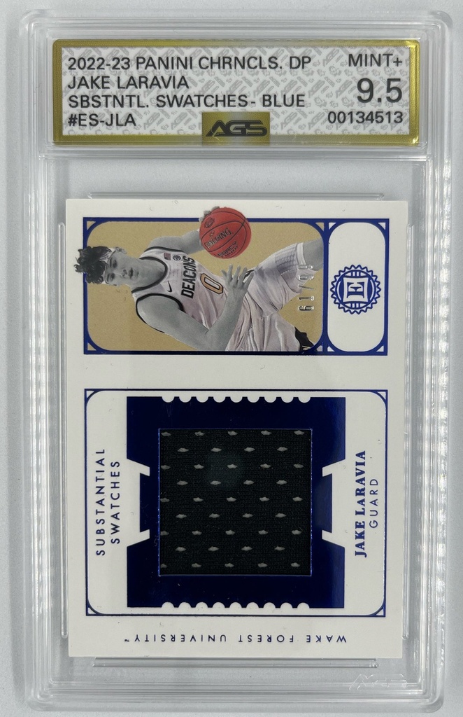 Jake LaRavia – Substantial Swatches (Blue) - Panini Chronicles Draft Picks (NBA) -  #ES-JLA - AGS 9.5
