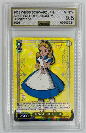[OT-AFOCWS–D1(#A9-6055] Alice Full of Curiosity - Weiss Schwarz – Disney 100 (Japanese) -  #003 - AGS 9.5
