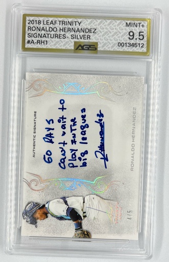 [SC-RH–S(LTB–S#RA9-5628] Ronaldo Hernandez – Signatures (Silver) - Leaf Trinity Baseball – Signatures -  #A-RH1 - AGS 9.5