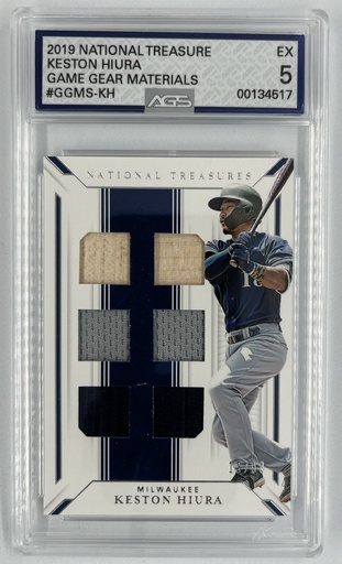[OT-KH–GGMPNT#KA5-4847] Keston Hiura – Game Gear Materials - Panini National Treasures -  #GGMS-KH - AGS 5