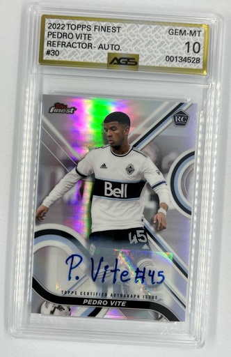 [SC-PV–RA(TF#A1-8339] Pedro Vite – Refractor Autograph (RC) - Topps Finest -  #30 - AGS 10