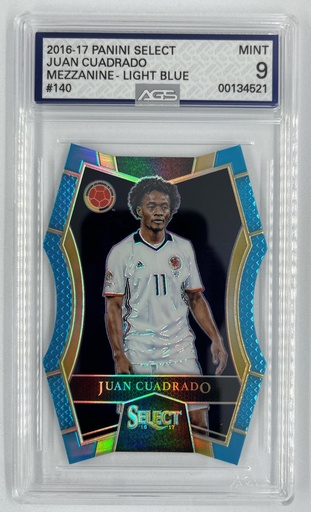 [SC-JC–MLBPSS#A9-4002] Juan Cuadrado – Mezzanine Light Blue - Panini Select Soccer -  #140 - AGS 9