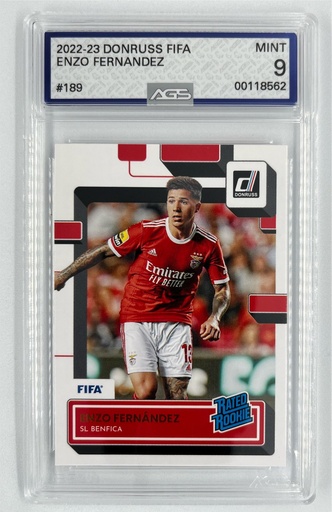 [SC-EF–RRDFS#A9-9859] Enzo Fernández – Rated Rookie - Donruss FIFA Soccer -  #189 - AGS 9