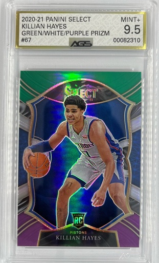 [SC-KH–GWPPPS#A9-1656] Killian Hayes – Green / White / Purple Prizm - Panini Select -  #67 - AGS 9.5